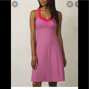 Prana dress, pink and grey, size L